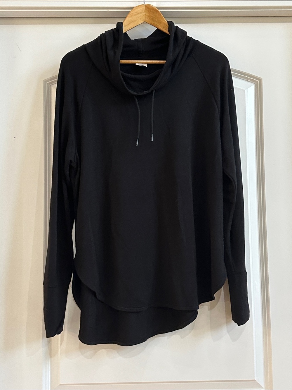 Athletic Works Black Cowl-Neck Hooded Long-Sleeve Top